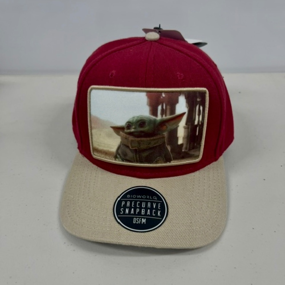 Star Wars Grogu Baby Yoda Bioworld Snapback Hat Burgundy Tan New Collectible